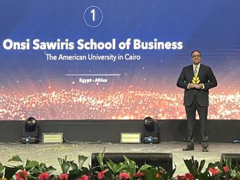 Professor Ahmed Abdel-Meguid receiving Eduniversal award 