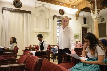 AUC students taking the creative writing class at AUC Tahrir Square 