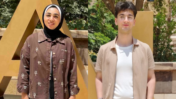 Students Linda Abu Rezeq and Mohammed Zakout