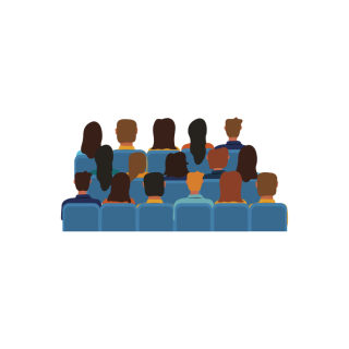 an icon showing people from their backs sitting in an auditorium