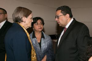 Former AUC President Lisa Anderson, Hania Sholkamy and Ziad Bahaa-Eldin