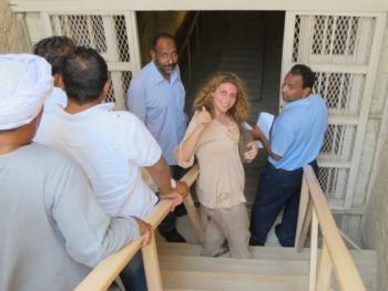 Aliaa Ismail entering the tomb of Seti I for the first time in May 2016