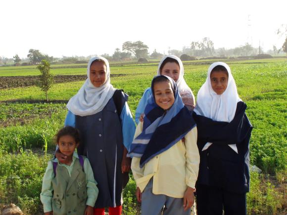 group of girls in a rural area