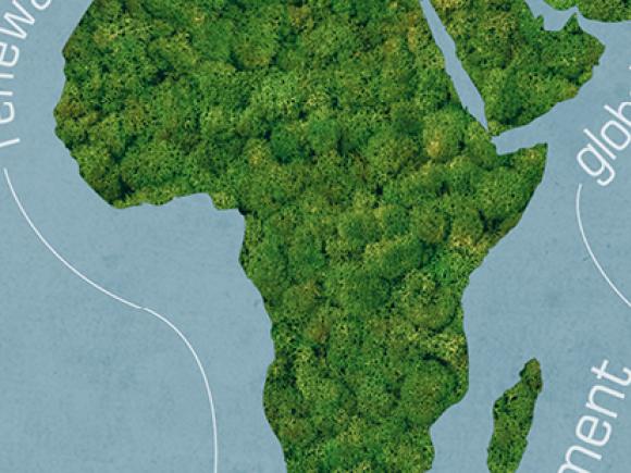 map highlighting Africa in green representing climate change