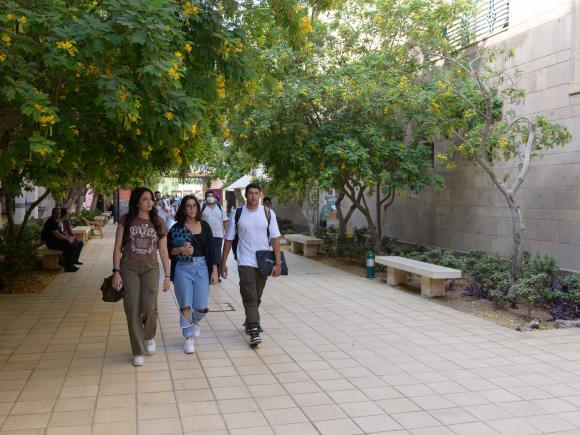 Students walking on campus