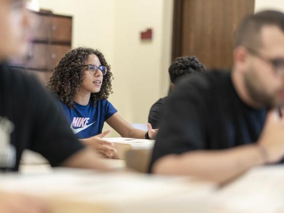 Students in a classroom concentrating