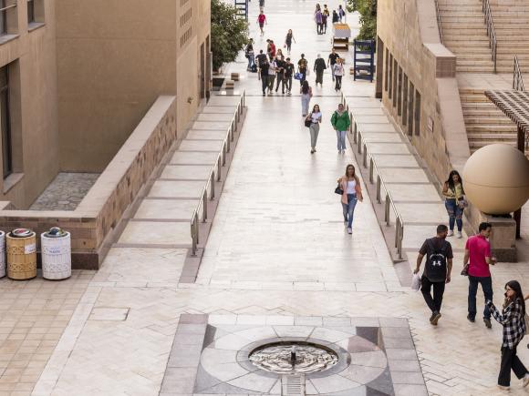 Students walking on campus