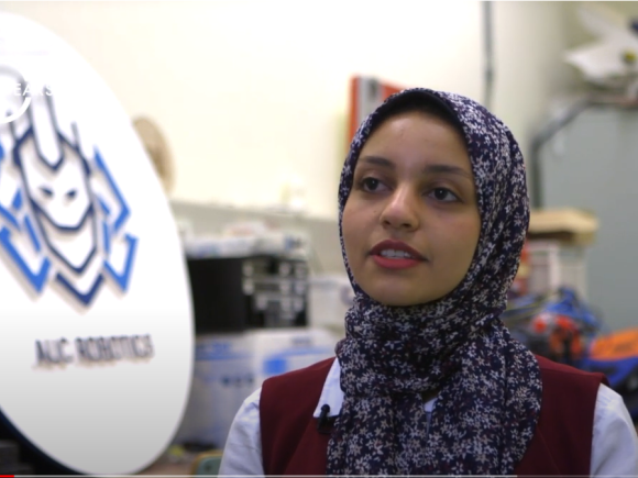 A student in robotics lab