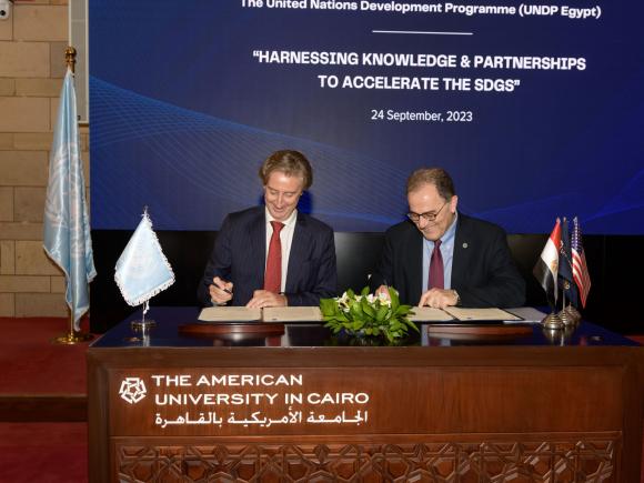 Alessandro Fracassetti- Ahmad Dallal- MoU Singing Ceremony- AUC