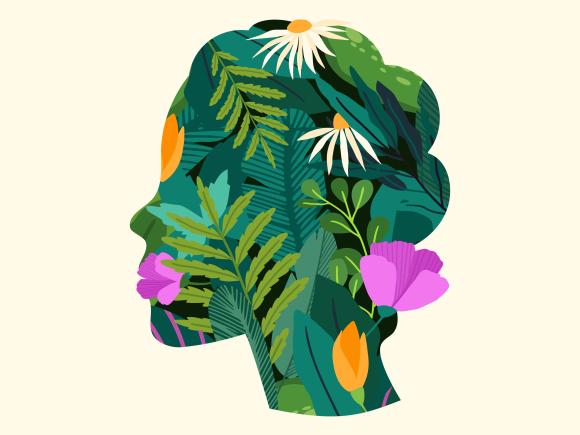 Face with flowers