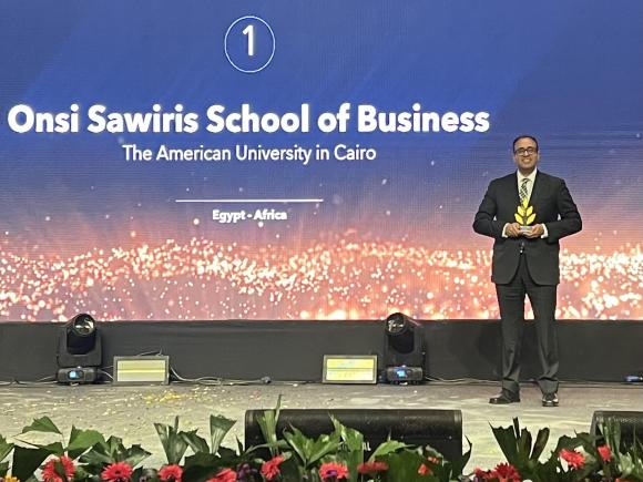 Professor Ahmed Abdel-Meguid receiving Eduniversal award 