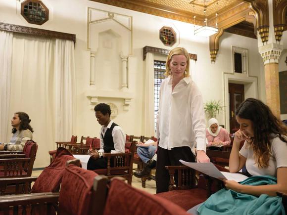 AUC students taking the creative writing class at AUC Tahrir Square 