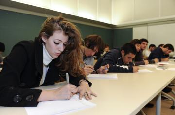 Students studying in class
