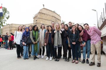 AUC international students during a cairo tour