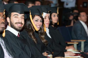 AUC graduate students during the graduate commencement of 2017