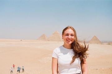 lara keogh, auc international student, at the pyramid
