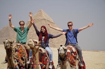AUC international students at the pyramids