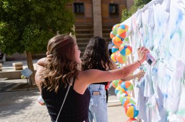 AUC students working on an art project.