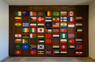 Wall of international Flags