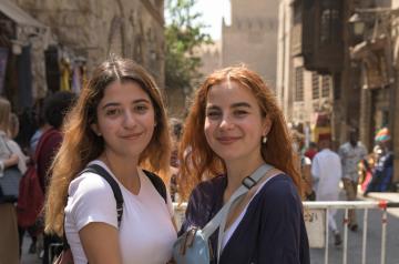 Two girls in the streets of Cairo