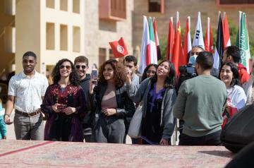 International students and flags