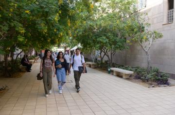Students walking on campus