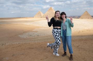 Two girls in the pyramids