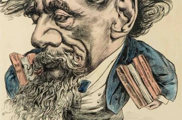 Drawing of a man holding books
