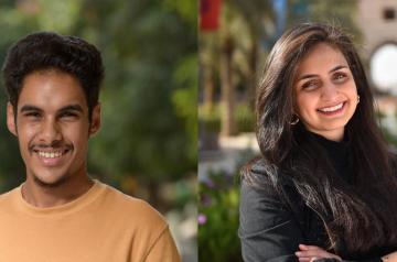 collage of boy and girl smiling