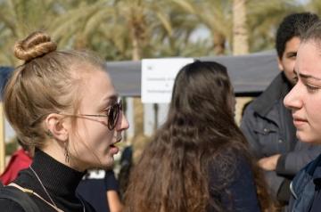 Two girls talking