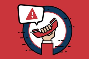 Icon with a hand holding a telephone
