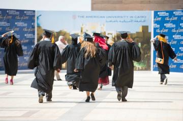 Students in graduation robes