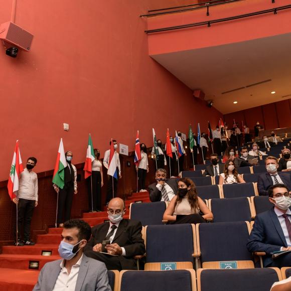 Students with flags