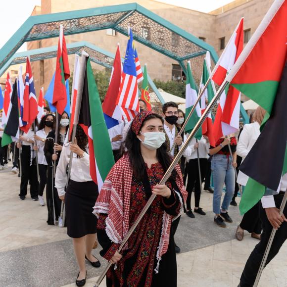 Students with flags