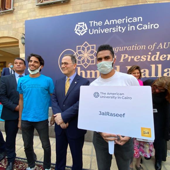 President Ahmad Dallal with Students