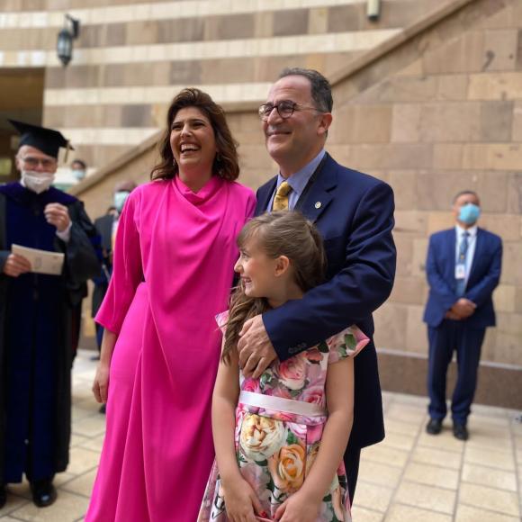 President Ahmad Dallal with his wife and daughter