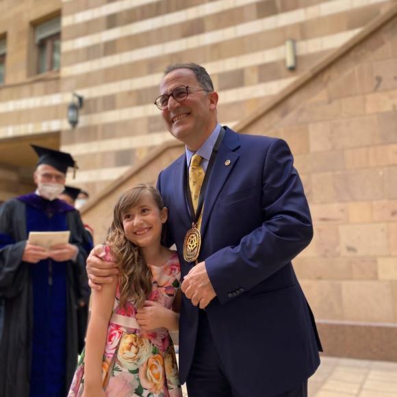 President Ahmad Dallal with his daughter