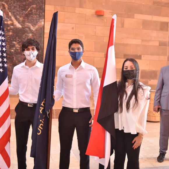 Students with flags