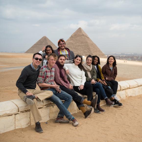 Girls and boys at the Pyramids