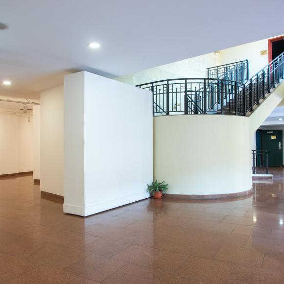 Stairs and reception desk