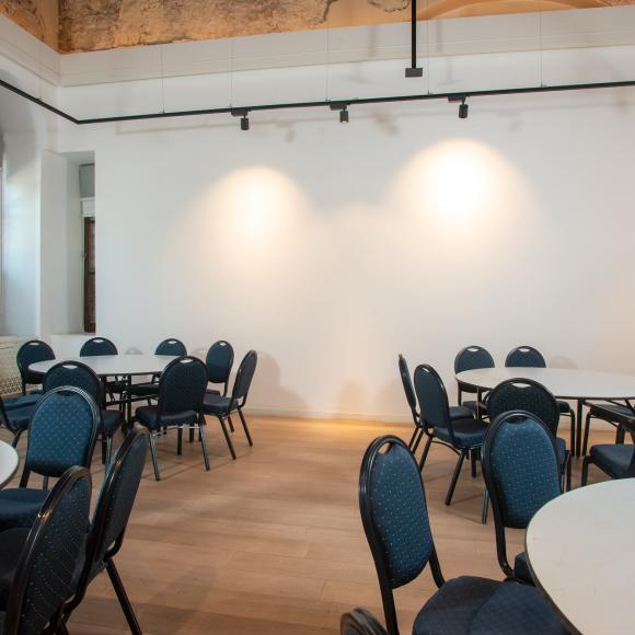 Chairs and tables in a room