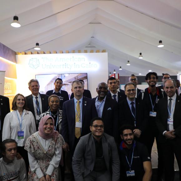 group photo for congress delegation at AUC pavilion in COP27