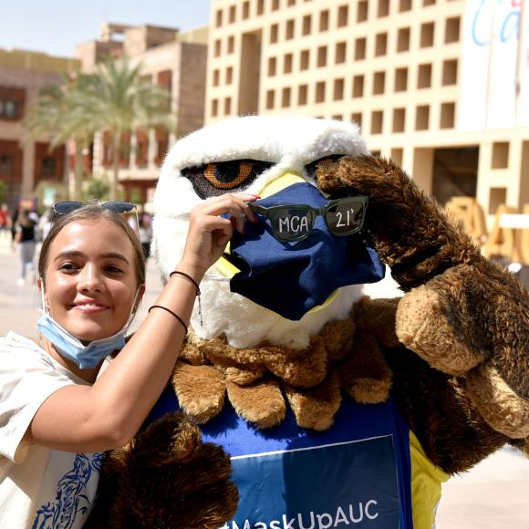 auc students with mascot