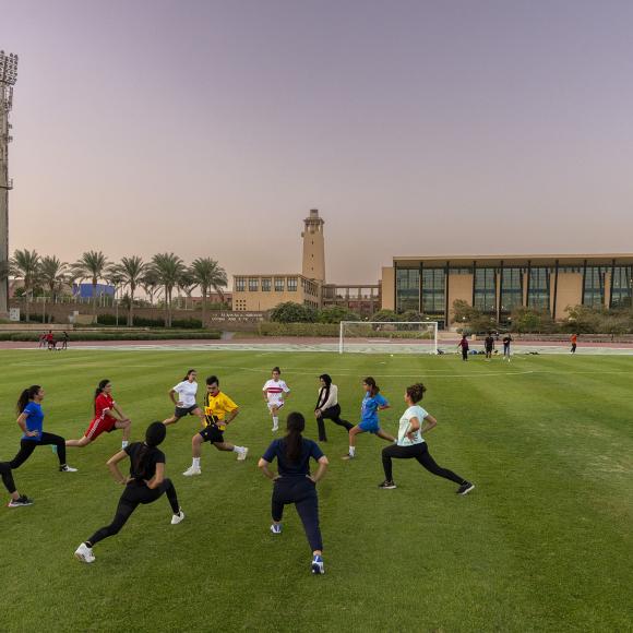 students in the sports complex