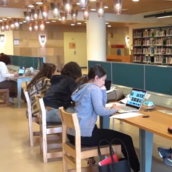 students in the library