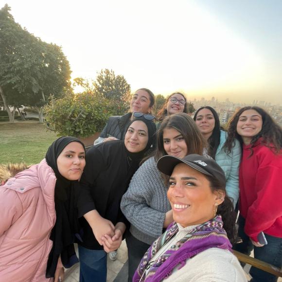 A group of students take a selfie together