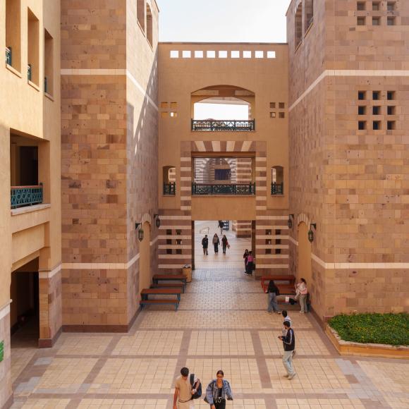 Students walking on campus